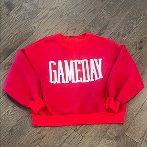 PaperMoon “GAMEDAY” Cropped Red Sweatshirt